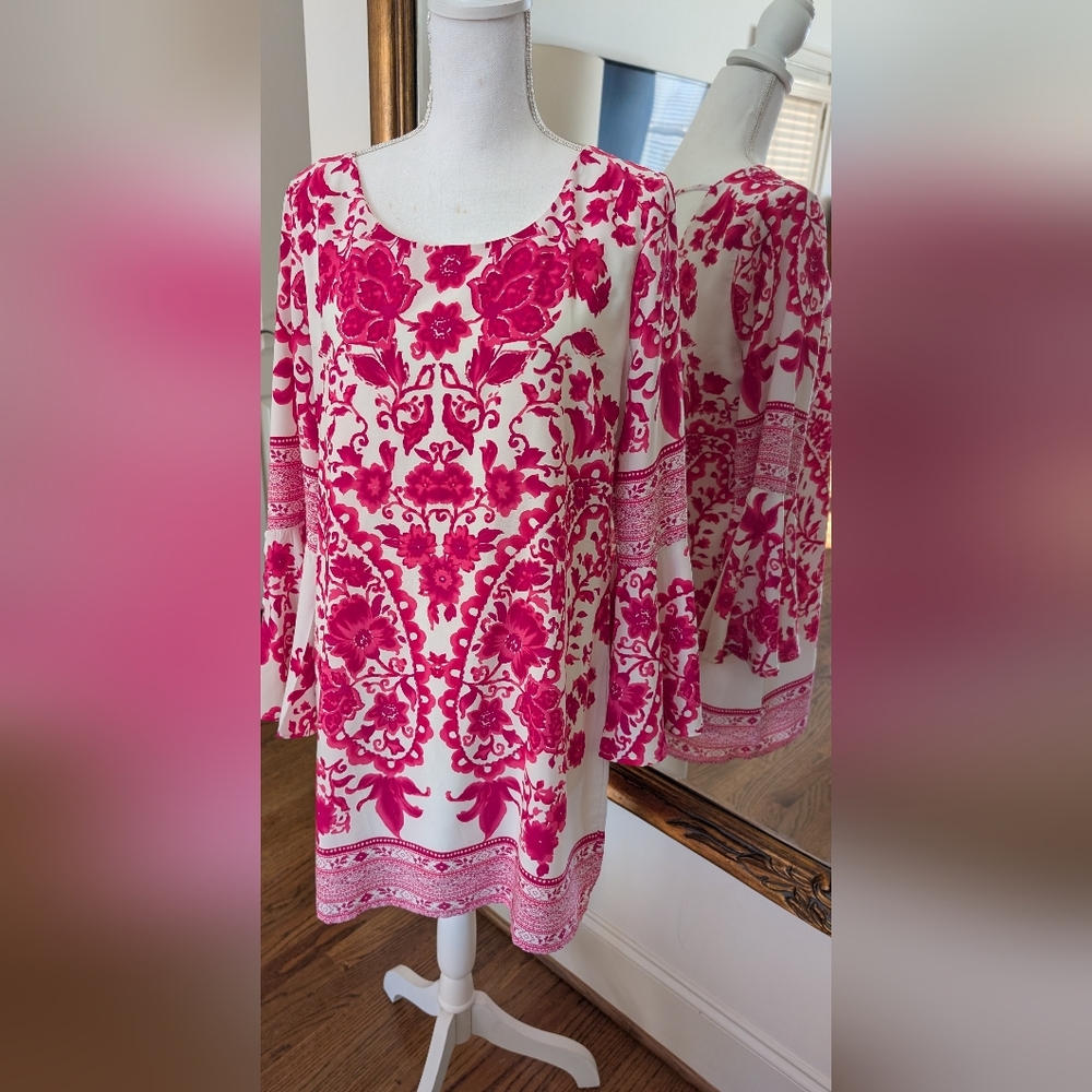 Pink Owl Vibrant Pink and White Floral Skirt